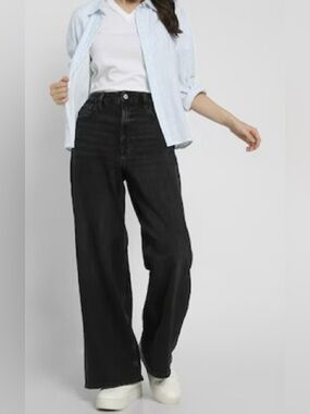 AE Dreamy Drape Stretch Curvy Super High-Waisted Baggy Wide-Leg Jean 12 Long